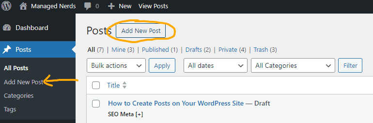 How to add a new post on your WordPress Site