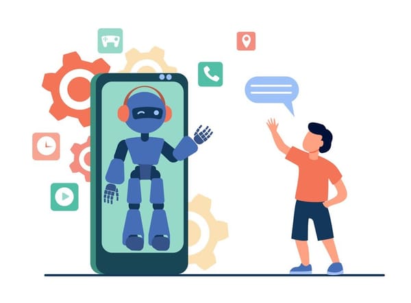 Customer using their phone getting help from an AI customer service chatbot